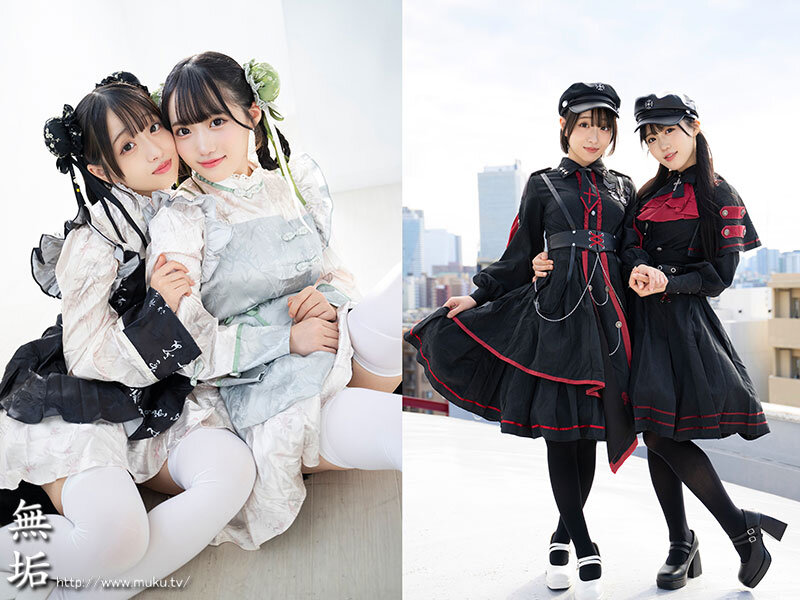 「有馬美玖×小島みこ コスプレ美少女2人と3P中出し潮吹き乱交 発情オフパコ着衣プレイ」のサンプル画像1枚目