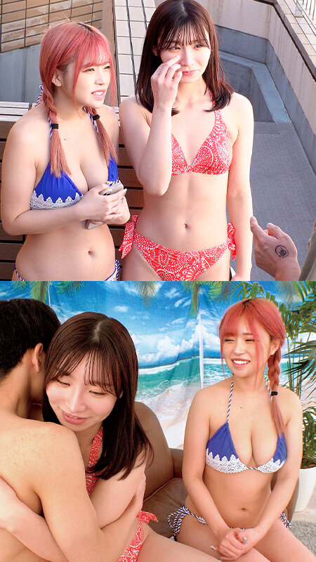 「ヤバっマジで大きい（ ﾟДﾟ）W水着ギャルデカチン童貞君を逆3Pハーレム状態で生ハメ筆おろし！ドクドク中出しFESTIVALりかにいな親友二人で童貞君と密着混浴！そのまま優しくハーレム筆おろしSEX！あかりちゃん＆こずえちゃん」のサンプル画像1枚目